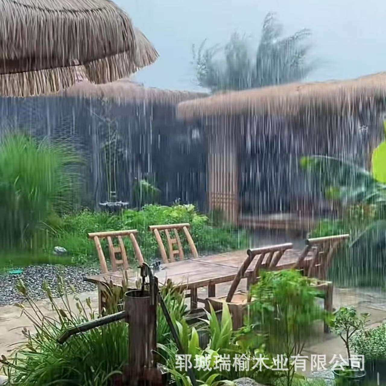 户外老榆木复古方形桌椅组合客厅阳台餐桌咖啡桌民宿庭院喝茶桌