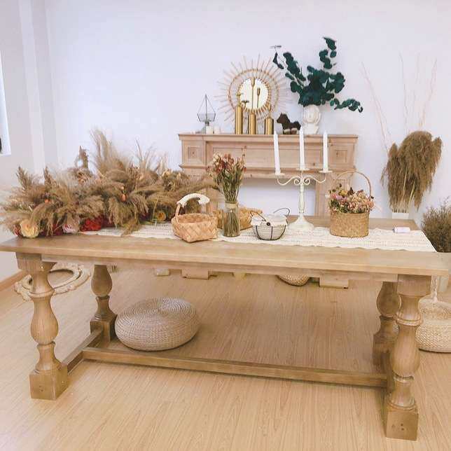 美式实木餐桌椅组合乡村复古咖啡长桌简约家用饭桌欧式法式工作台
