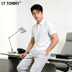 官方I.T TONNY夏季新款男士Polo衫翻领短袖纯色轻薄商务T恤YF
