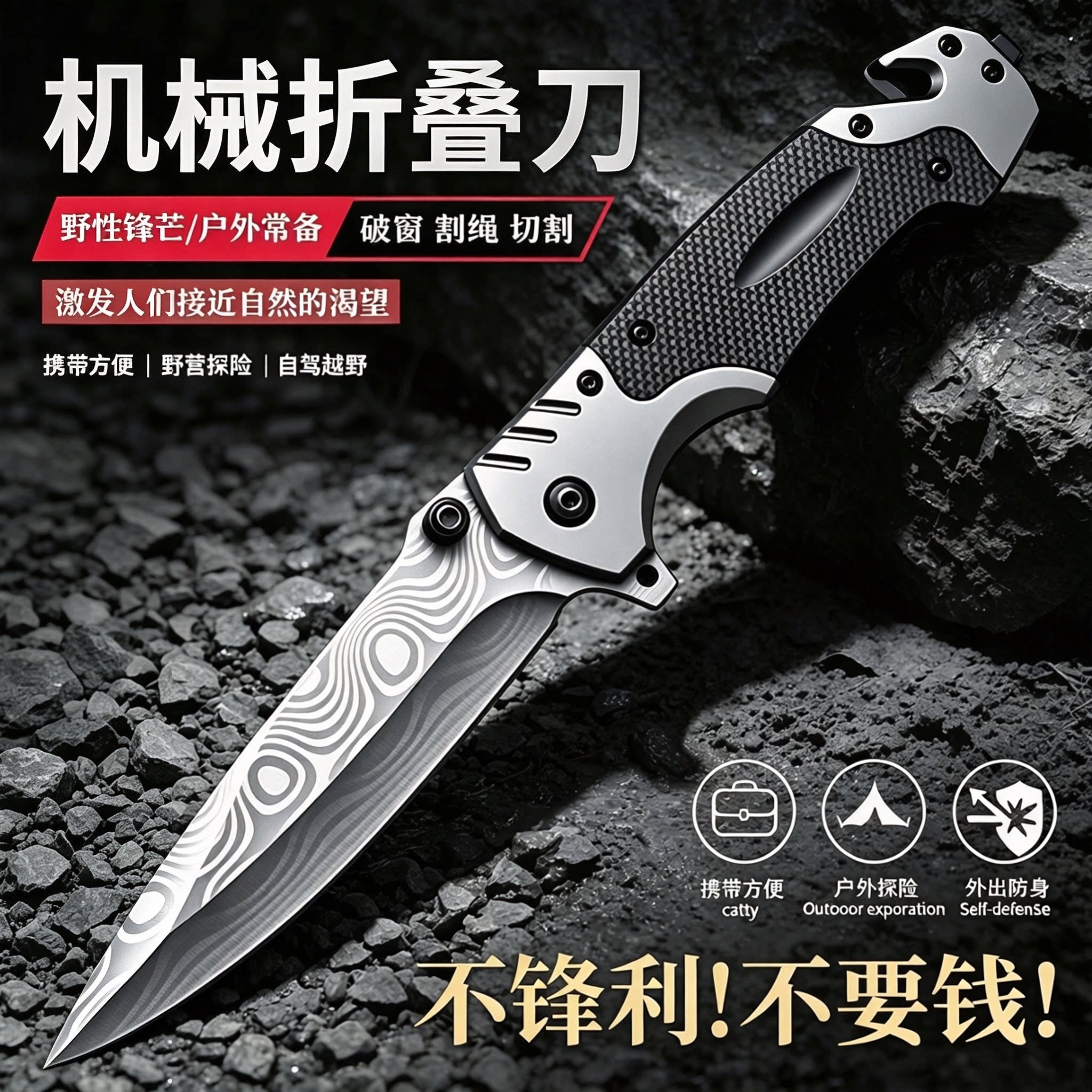 德国水果刀高锰钢户外折叠刀多功能便携刀具锋利小刀合法防身武器图片