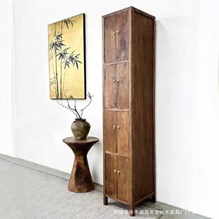 复古老榆木收纳柜家用玄关物品整理柜实木餐边柜落地式收纳斗柜