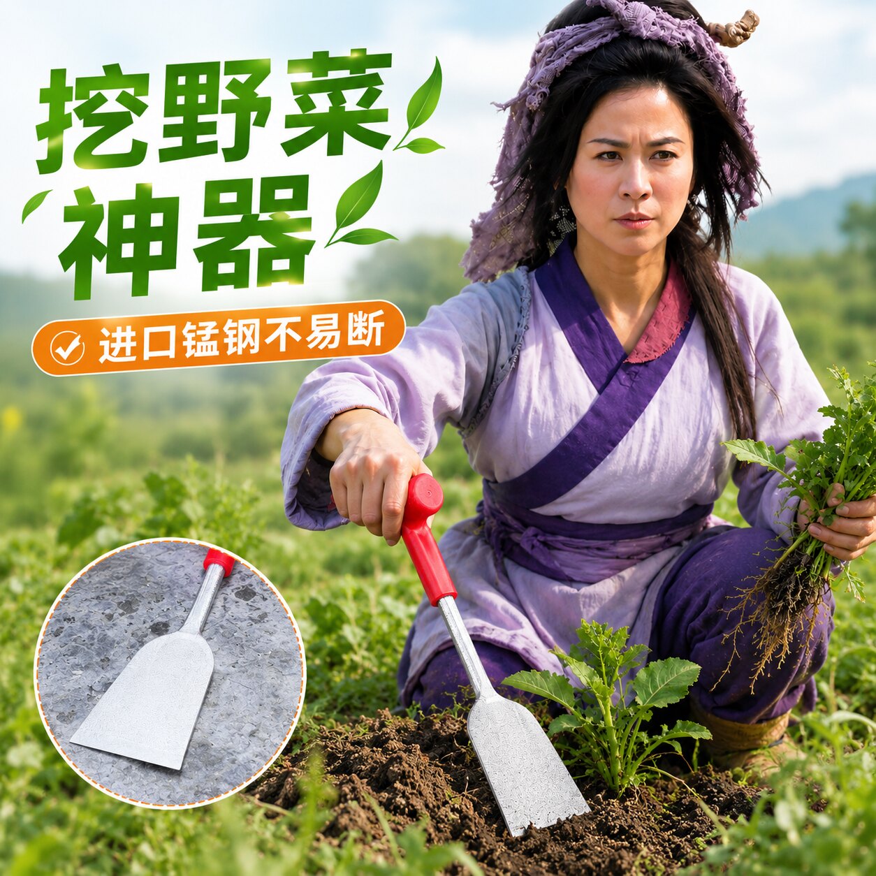 挖野菜神器小铲子挖蒜挖荠菜除草种菜种花工具松土锰钢铁铲铁锹铲
