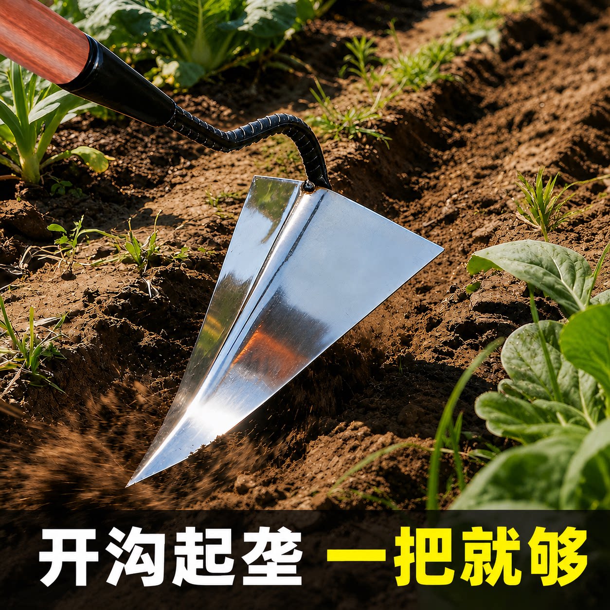 起垄开沟三角锄农用工具锰钢尖头鹰嘴锄种菜松土地曲面锄头手拉犁