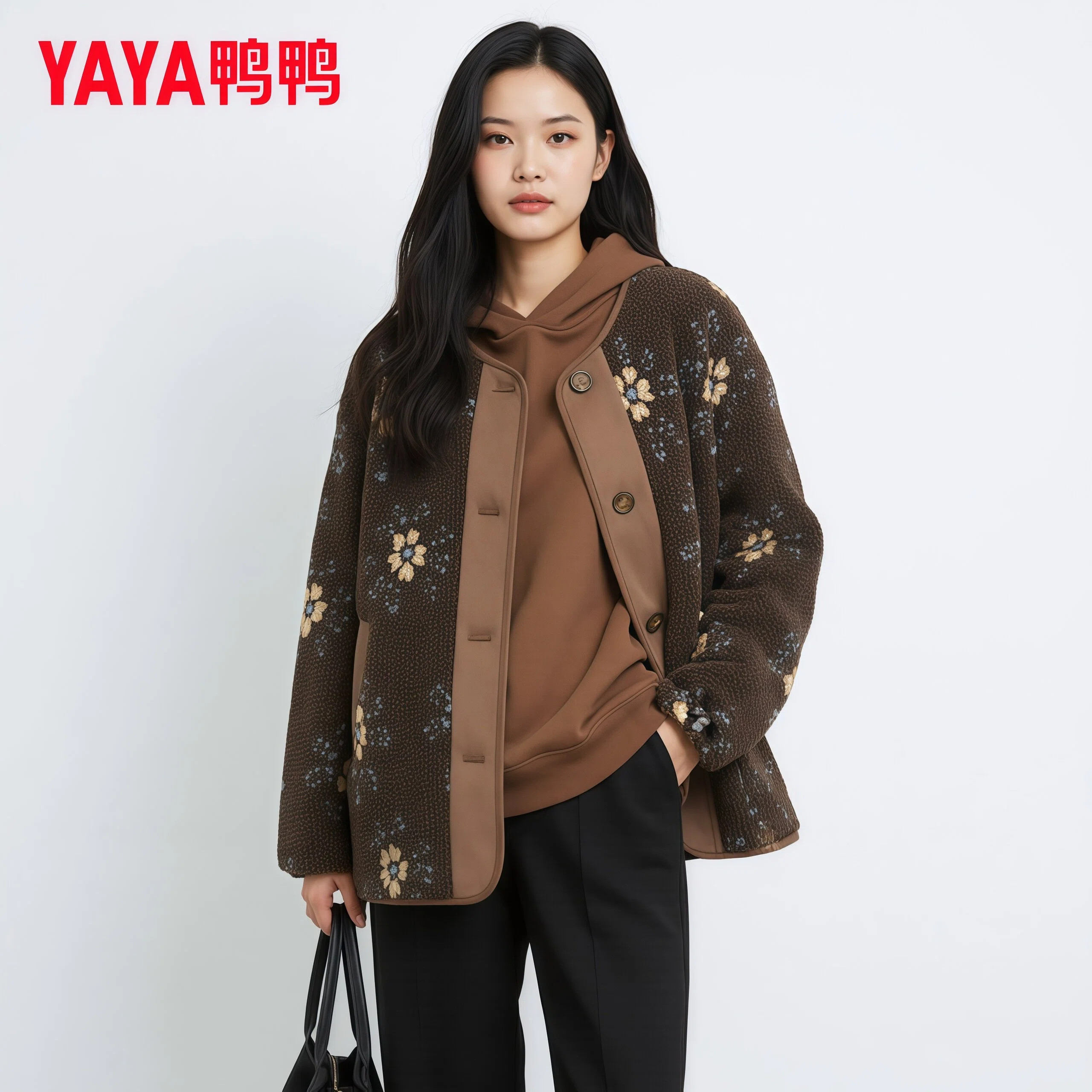 复古羽绒服女氛围感小众提花