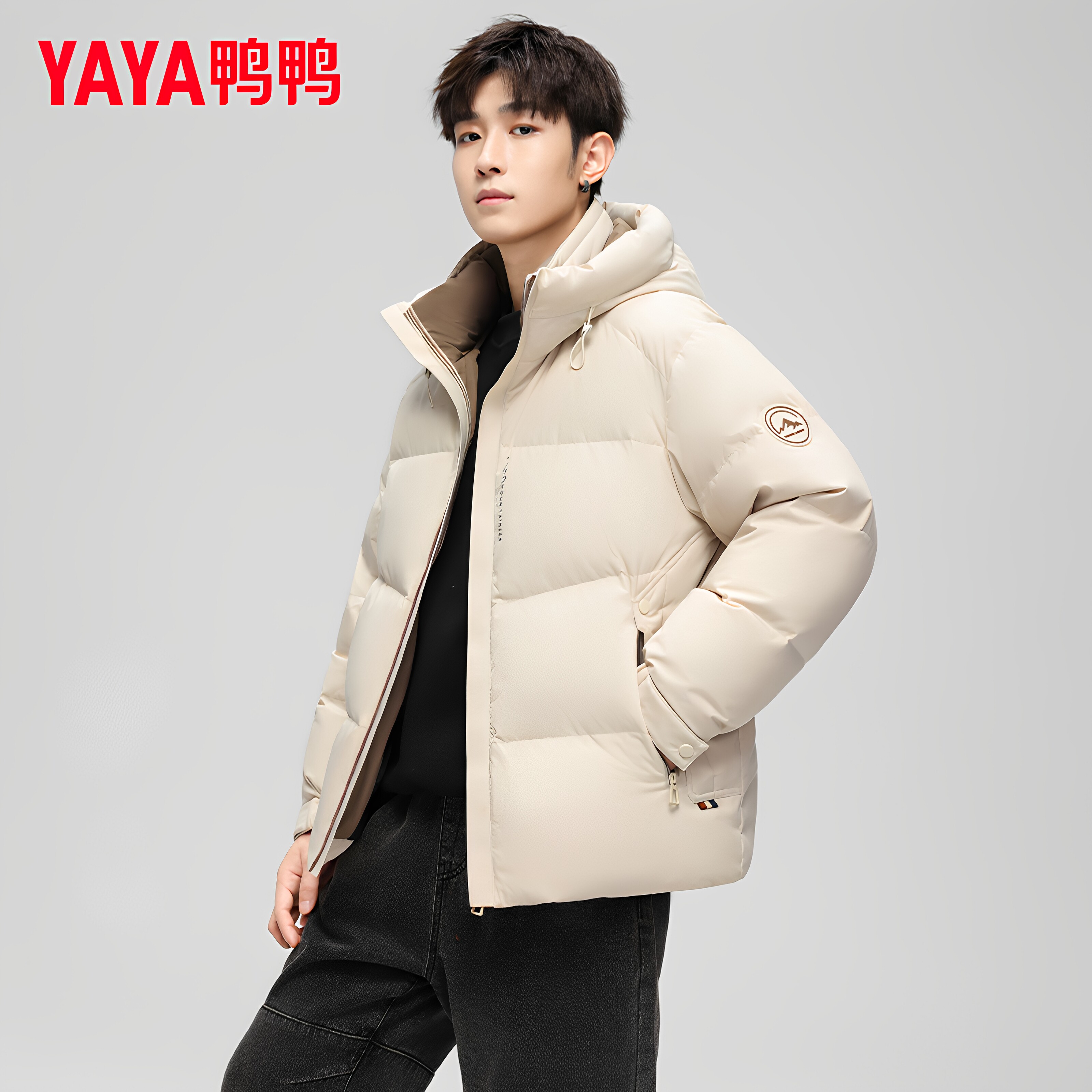 青少年撞色羽绒服男短款