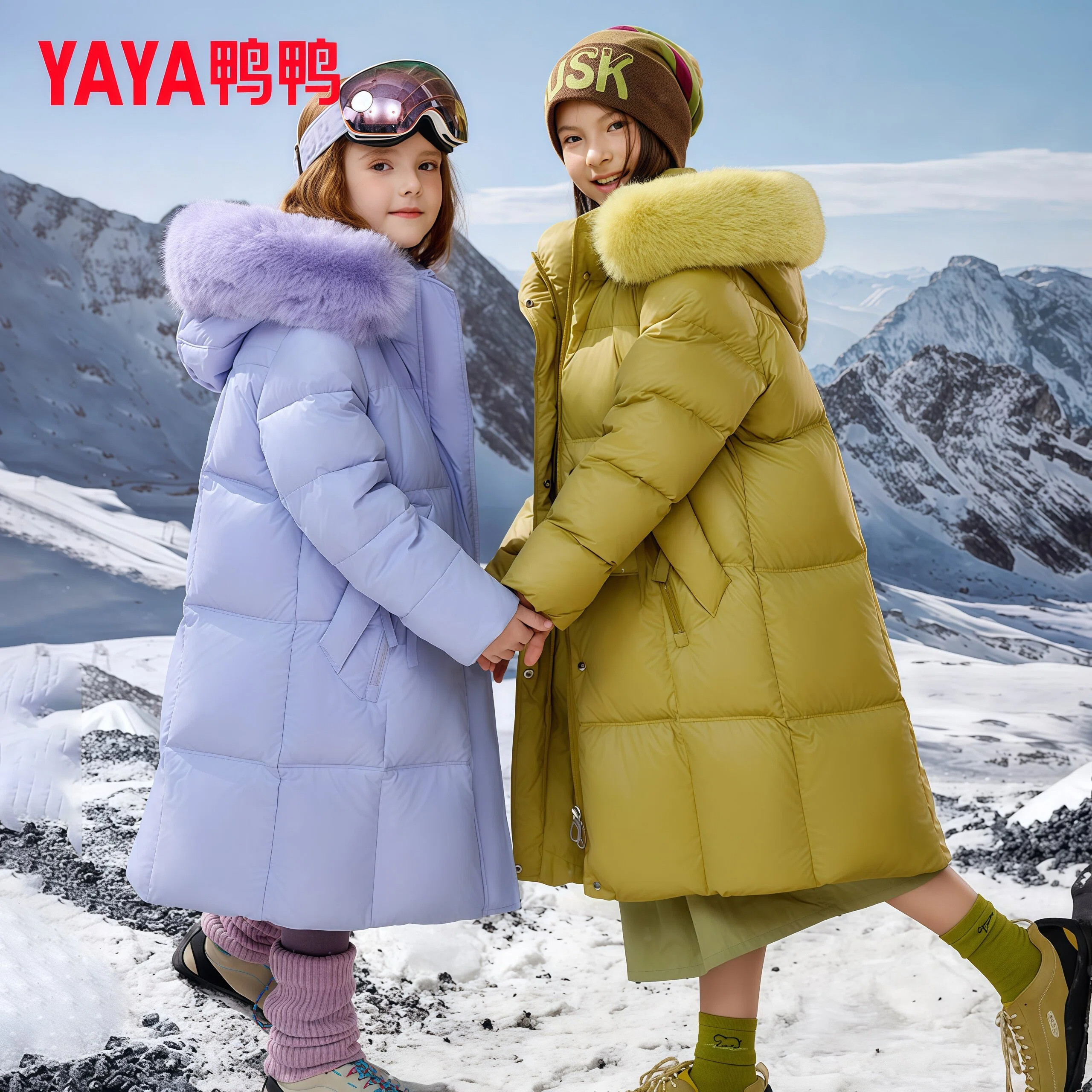 儿童羽绒服长款时尚大毛领