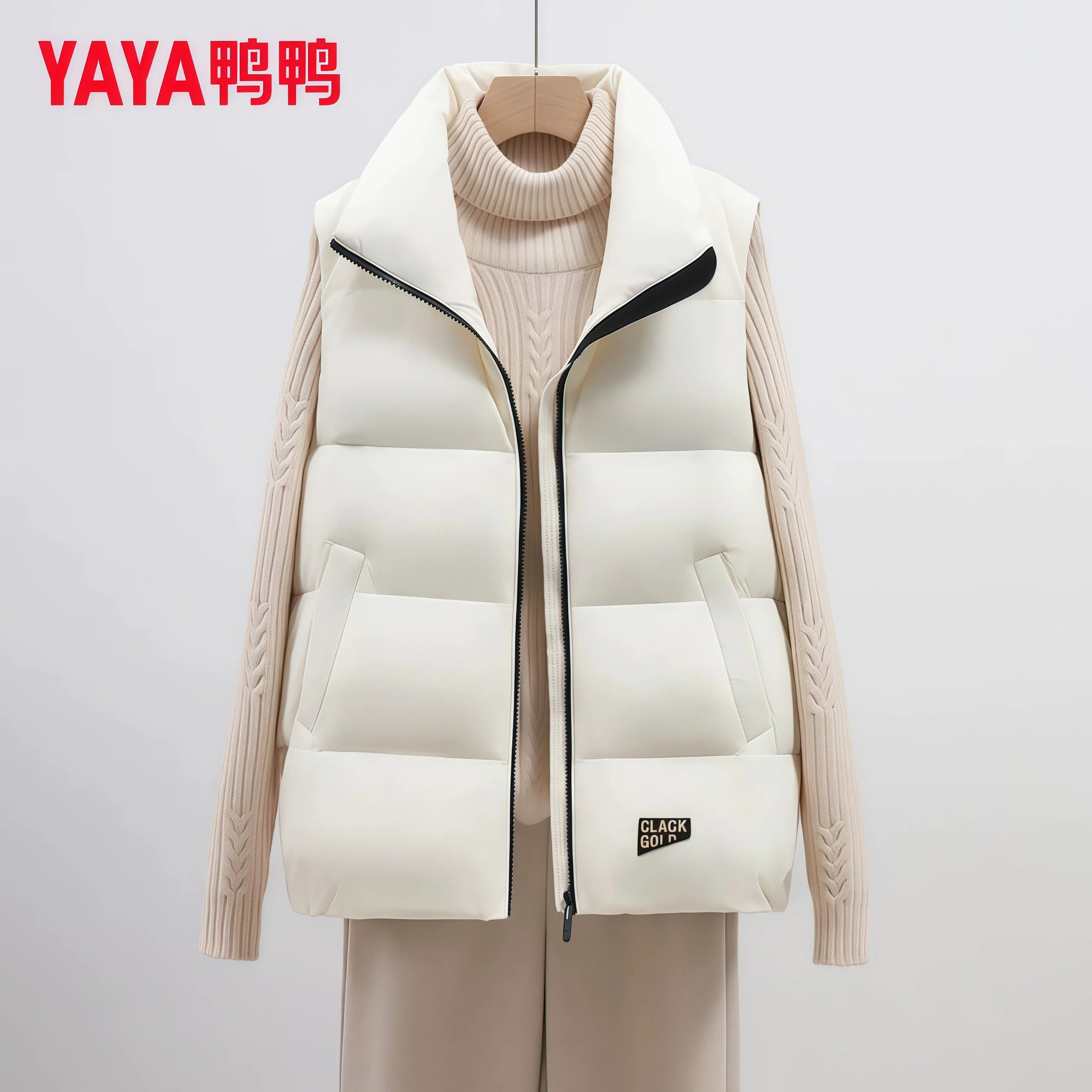 鸭鸭集团旗舰店2026新款羽绒服女短款冬加厚时尚马甲官方无袖外套