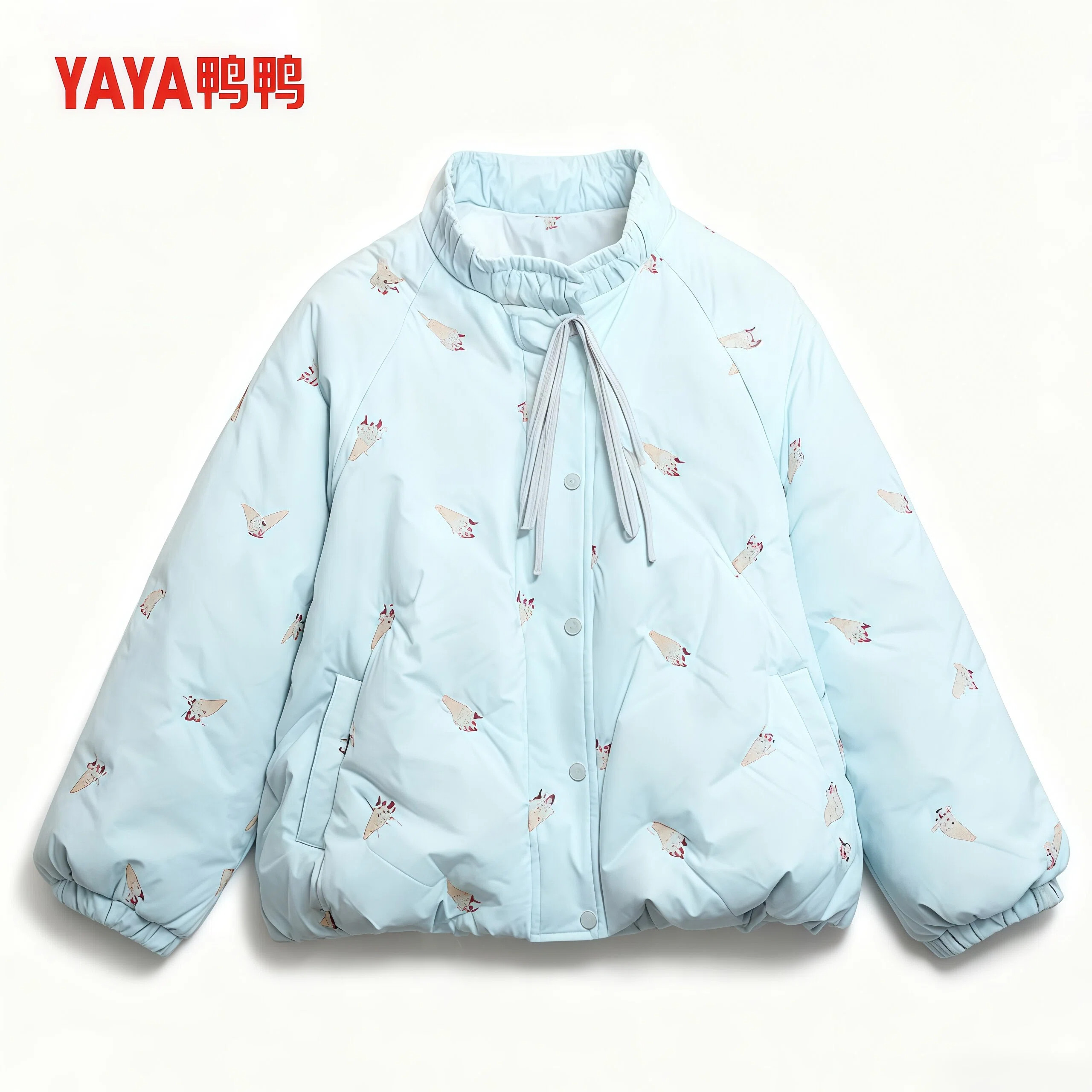 鸭鸭集团旗舰店2026新款宽松保暖常规款羽绒服休闲风卡通印花外套