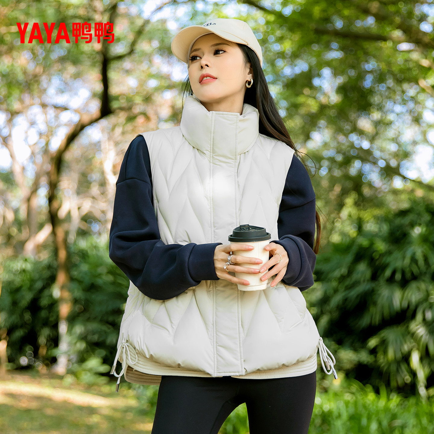 YAYA鸭鸭羽绒马甲女2026年秋冬立领短款宽松无袖坎肩外穿背心外套