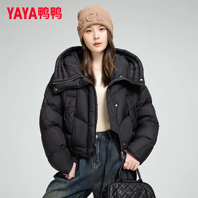 鸭鸭正品冬季短款羽绒服女2026新款小个子显高气质面包服保暖外套