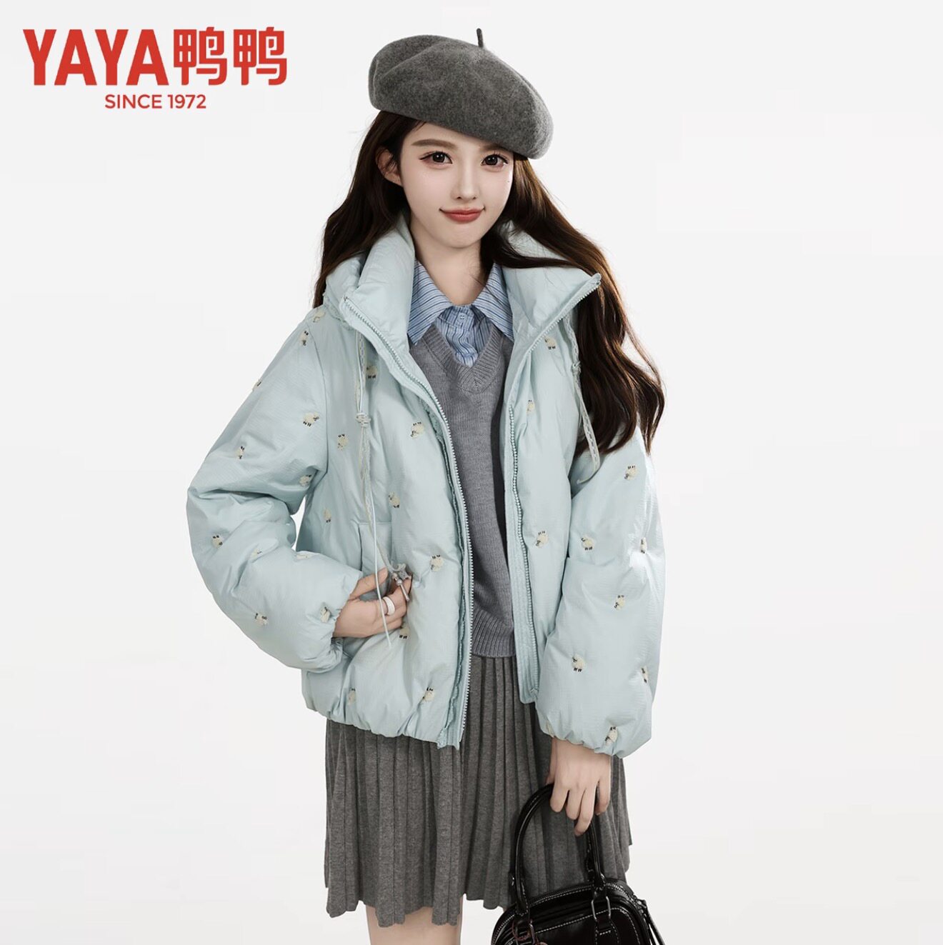 【冰淇淋系列】鸭鸭小羊刺绣2026年新款羽绒服女韩版气质冬季外套