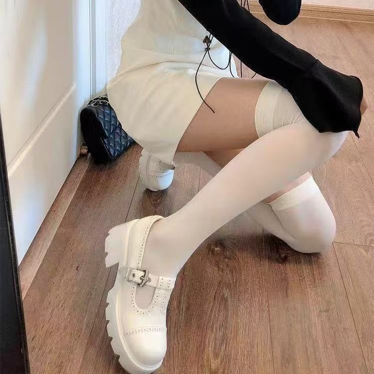 半截高筒袜防下滑过膝袜jk压力瘦腿女萝莉长筒夏薄款灰色美腿丝袜