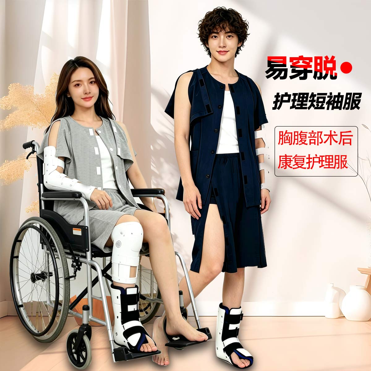 术后护理服夏季易穿易脱病