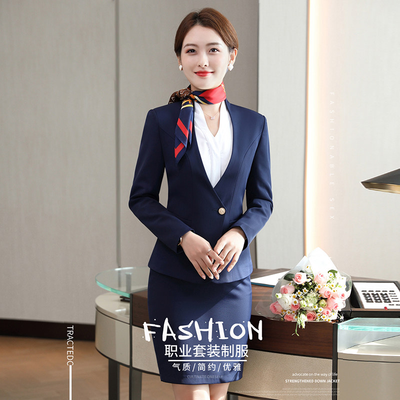 西装套装女职业正装外套高端酒店经理4s店空姐上班工作服长袖定制