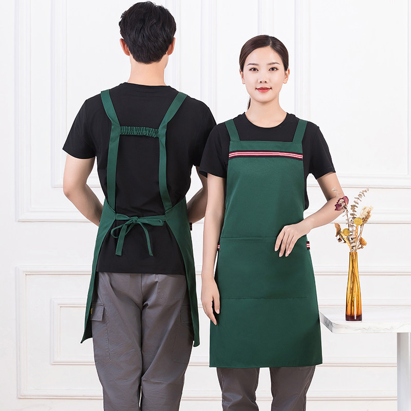 水果店专用围裙定制logo印字餐饮生鲜超市花店卖菜工作服女墨绿色