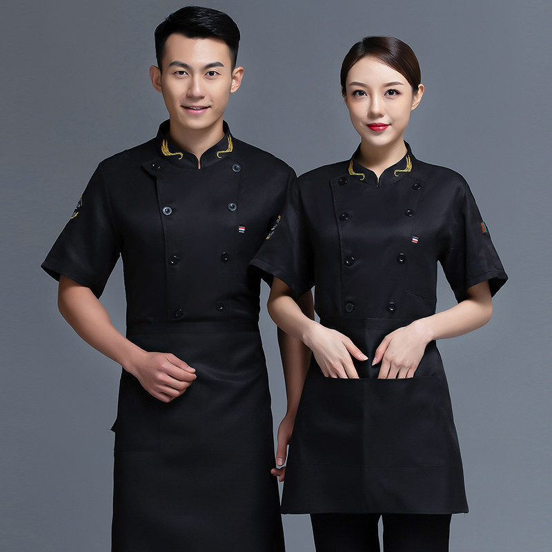 夏季厨师工作服短袖男士幼儿园学校食堂后厨房员工衣专用餐饮定制