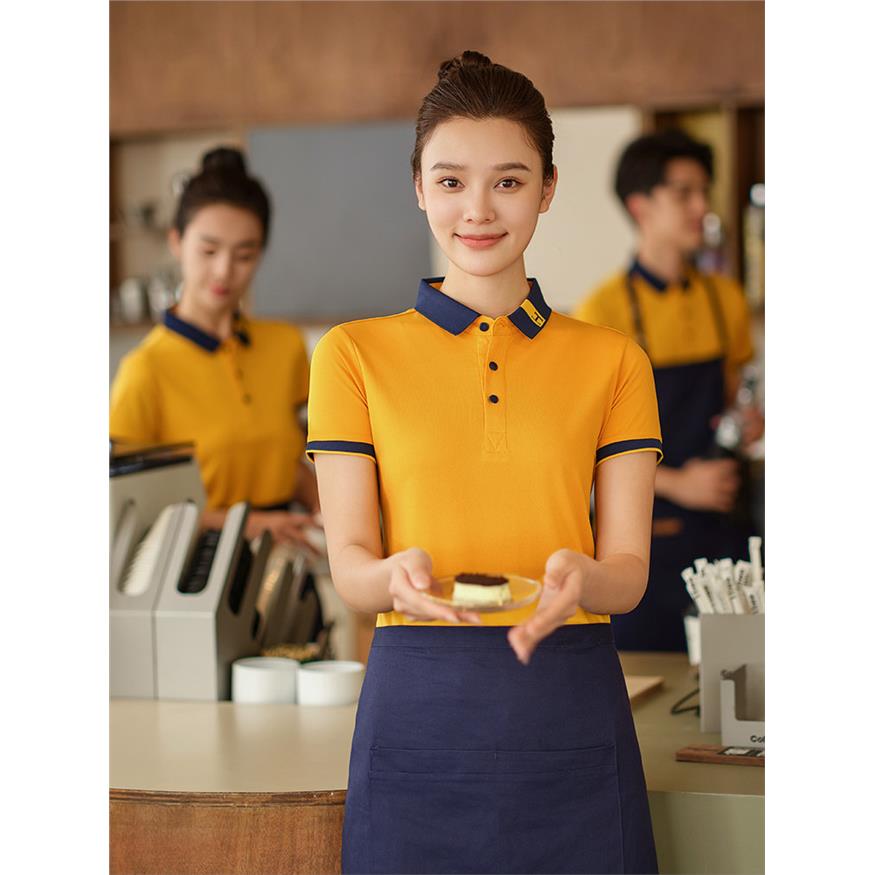 餐饮工作服定制T恤短袖女款夏季餐厅火锅店超市水果店服务员夏装