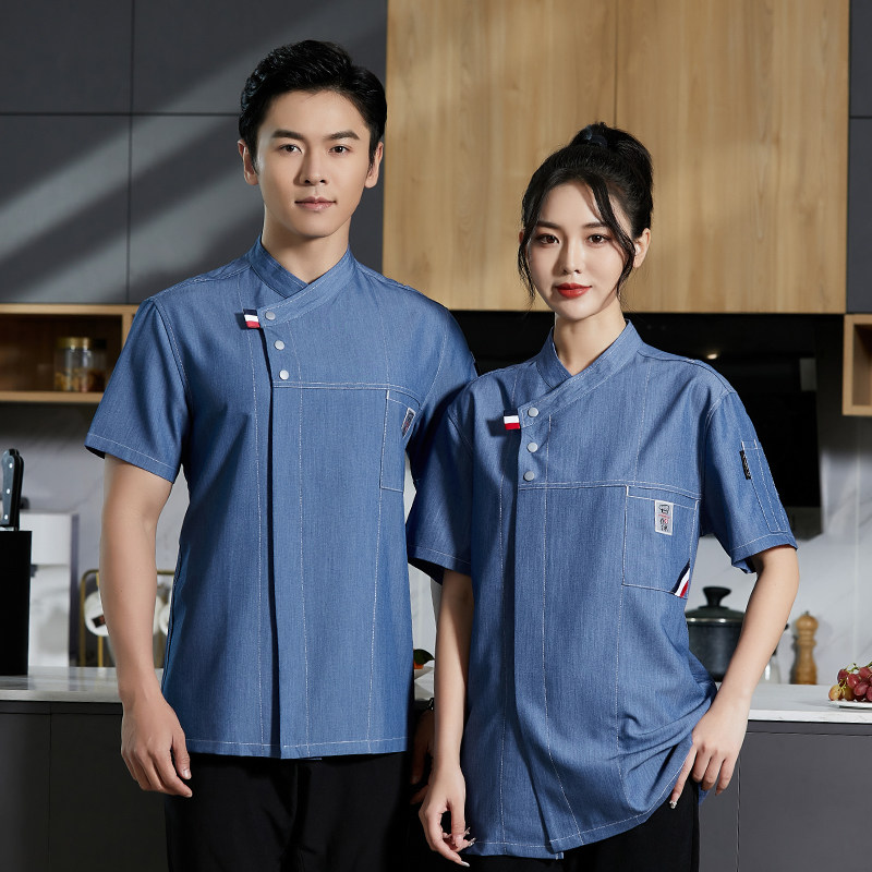 厨师服短袖夏季薄款个性时尚高端西餐酒店大厨服装男厨房餐饮