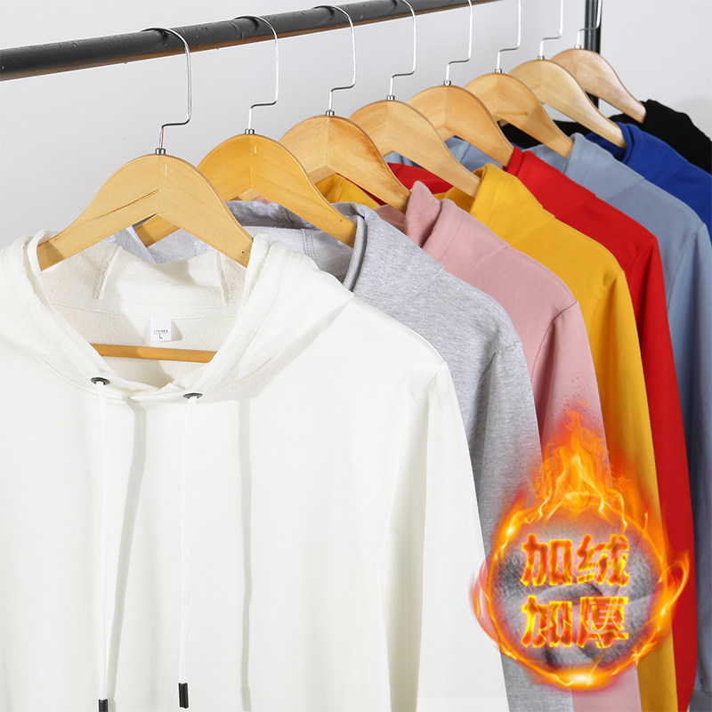 加绒加厚连帽卫衣定制印logo班级团体文化衫春秋冬服装订做diy图