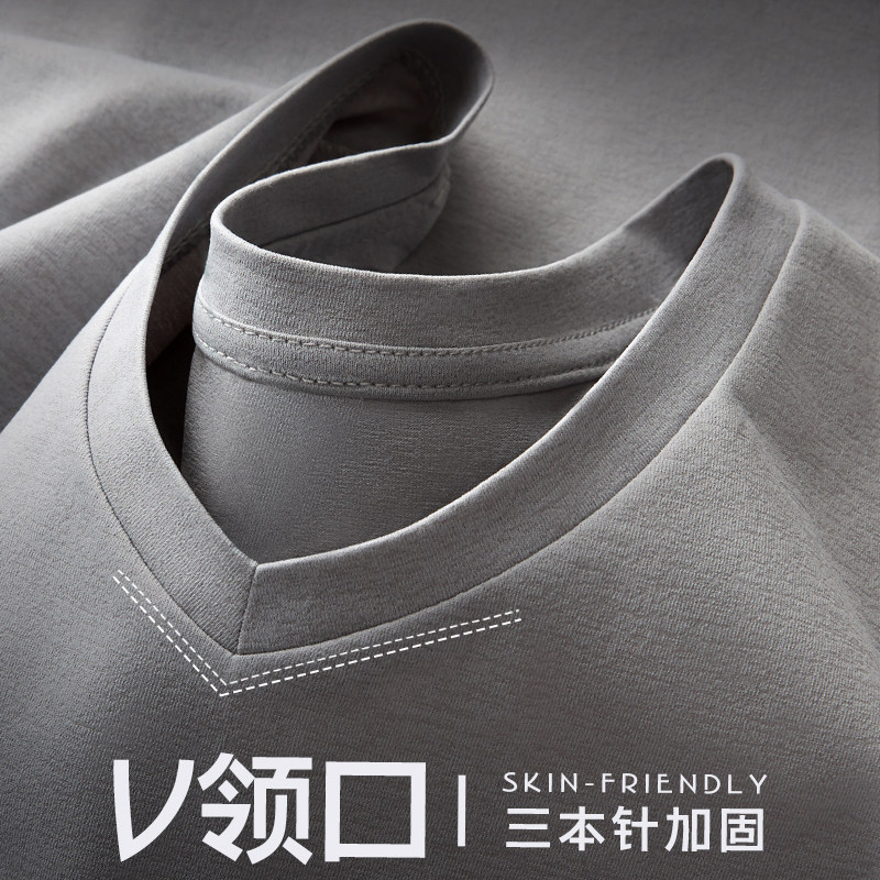 V领T恤工作服定制印logo夏季户外运动教练薄款速干工装短袖文化衫