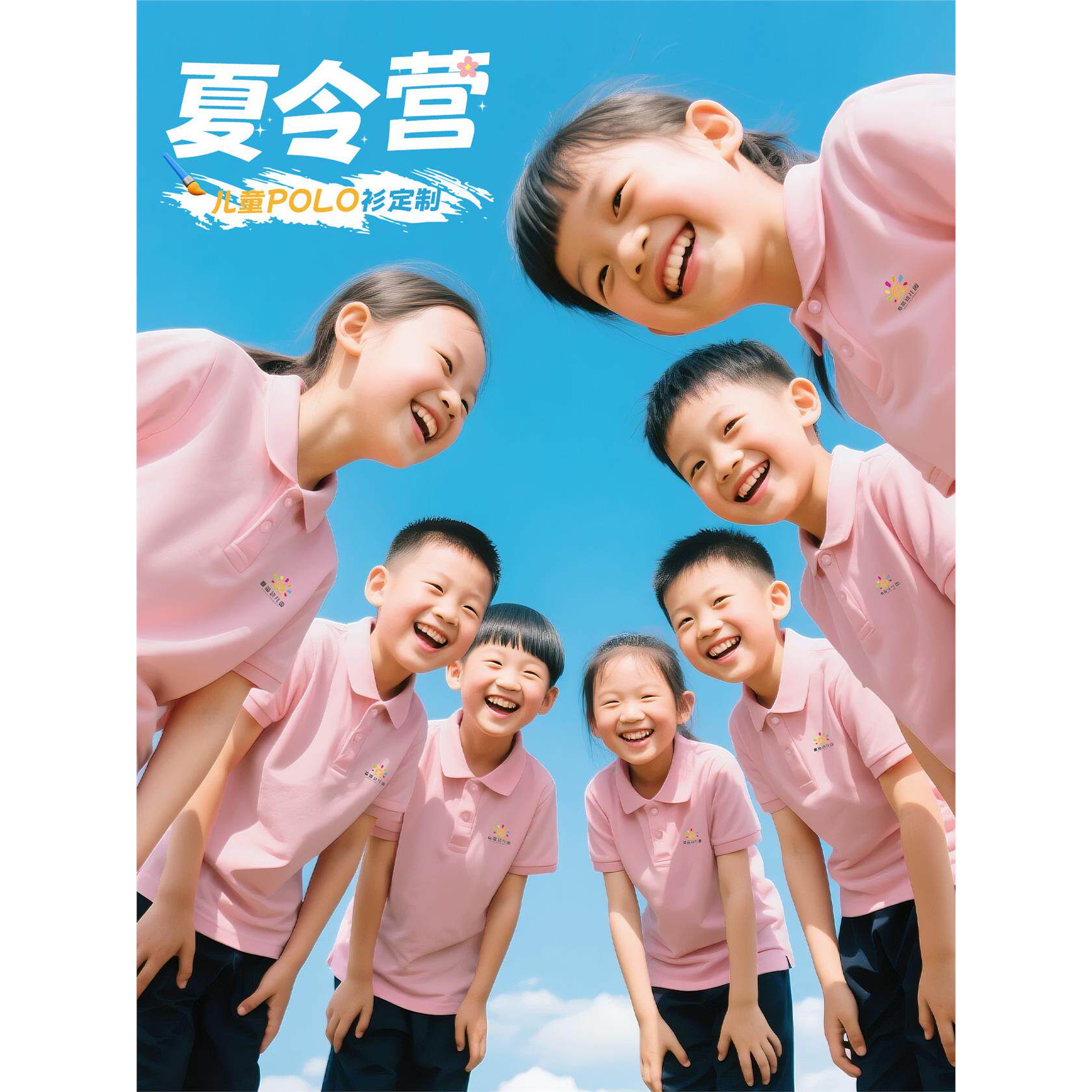 儿童纯棉短袖POLO衫定制夏令营趣味运动会创意手工作坊DIYT恤定制