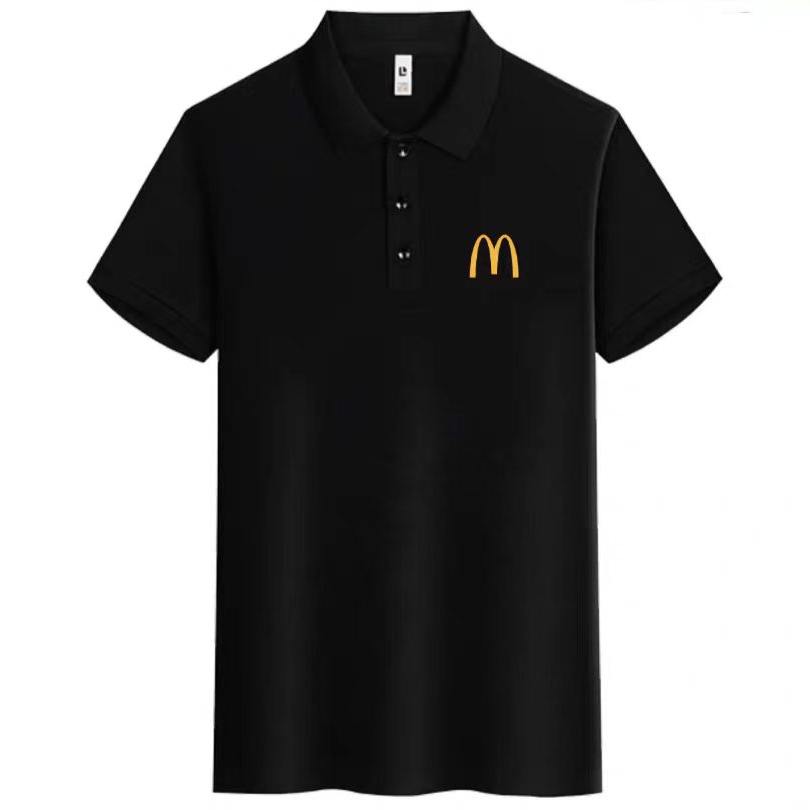 夏季麦当劳工作服短袖T恤定制logo汉堡店工衣餐饮服务员印字衣服