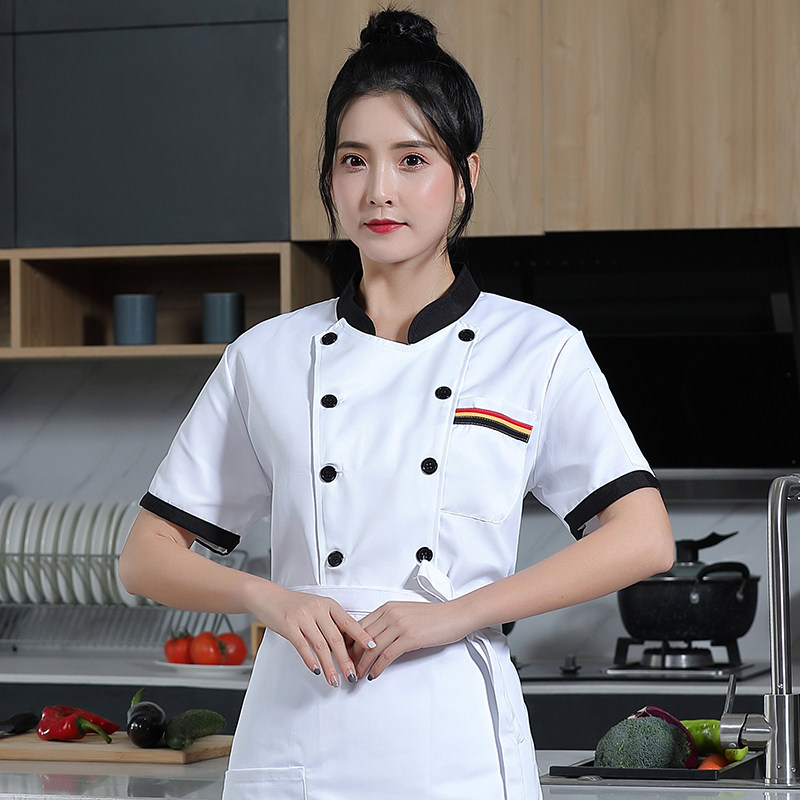 餐饮厨师工作服女款短袖定制幼儿园厨房蛋糕店烘焙西点师服装夏季