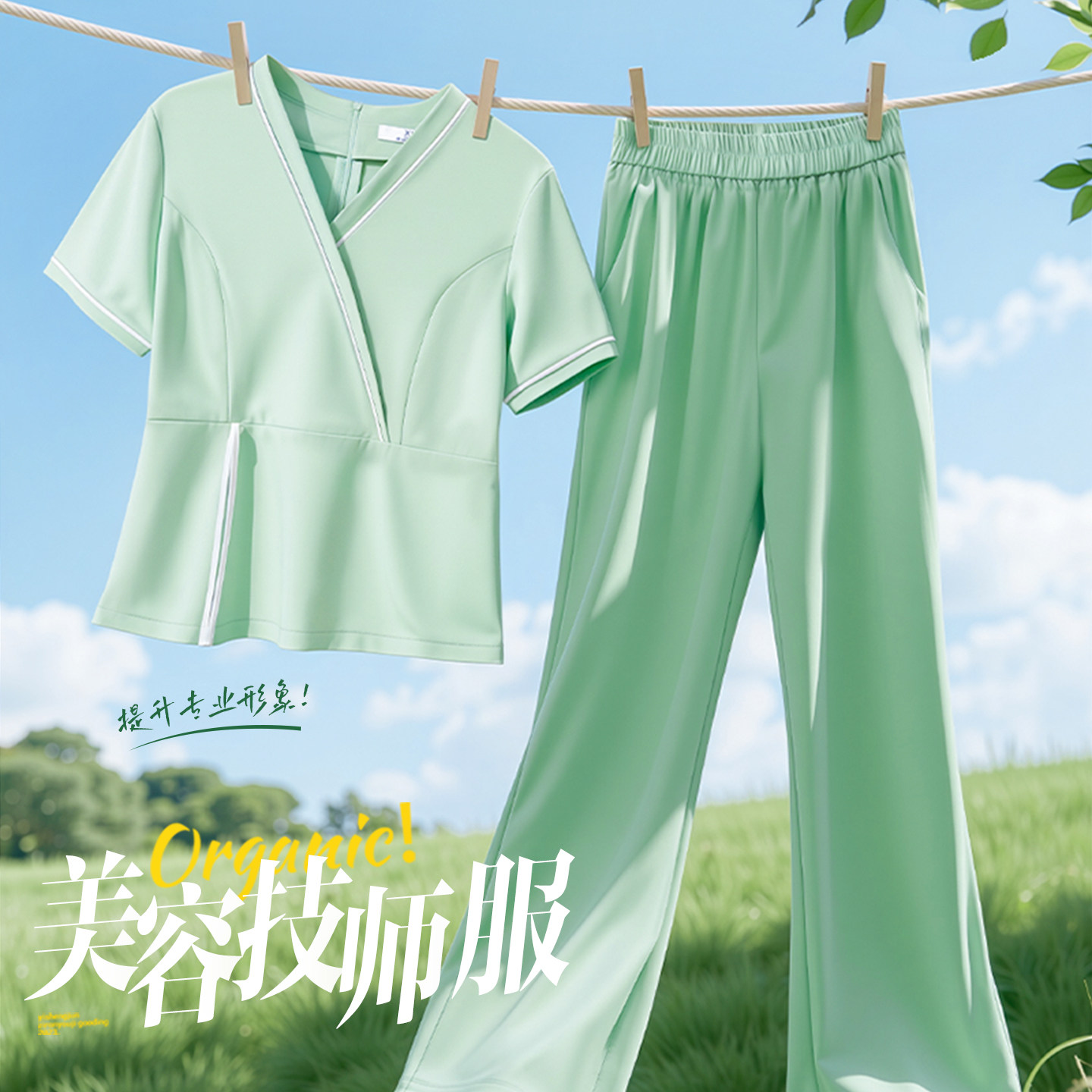 气质高端美容院工作服定制足浴理疗按摩技师美容师护理短袖套装夏