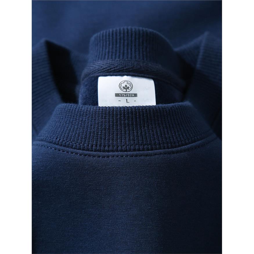 长绒棉藏蓝卫衣定制印logo刺绣工作服秋冬季餐饮班服团建工装订制