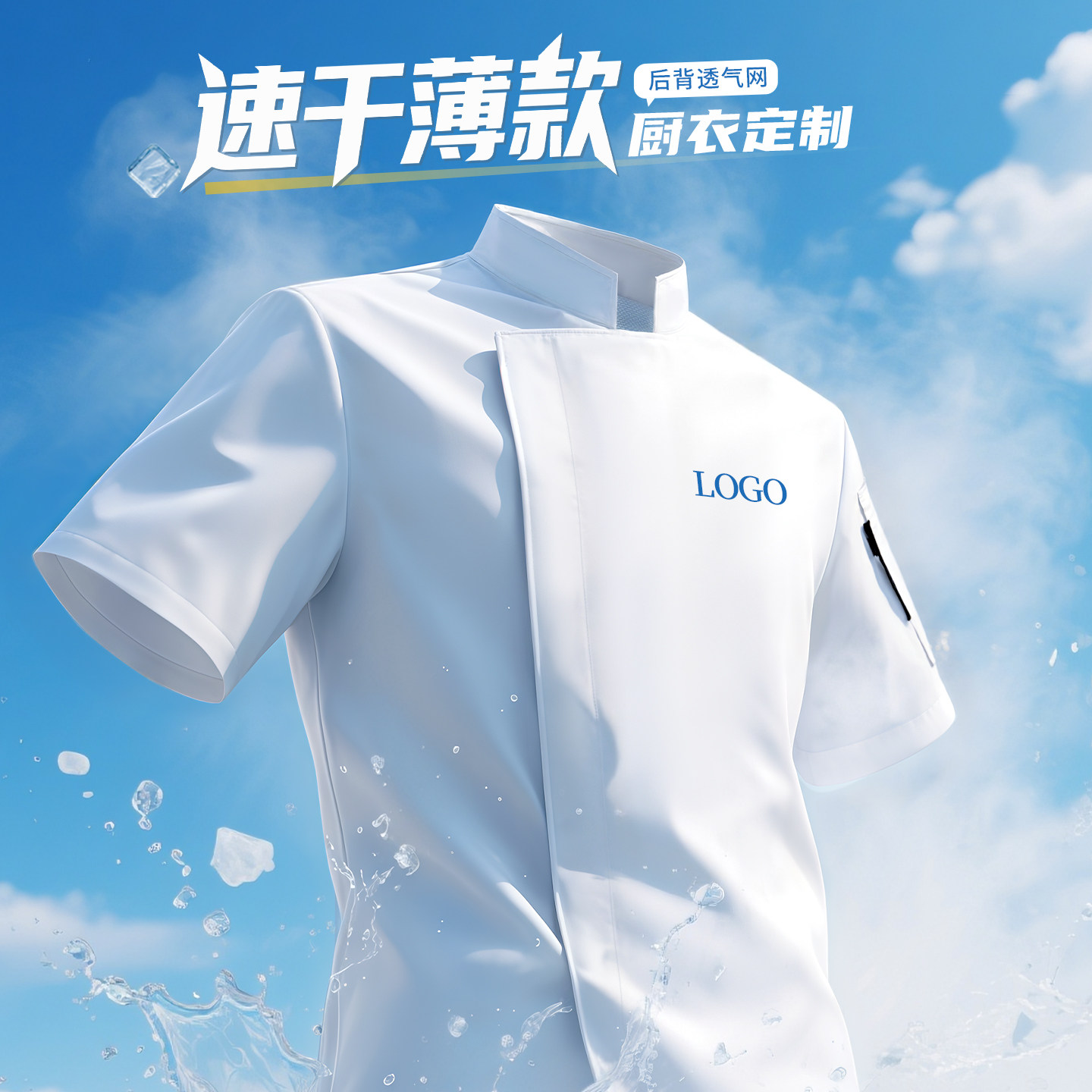 速干薄款厨师工作服定制夏季餐饮饭店餐厅后厨工装短袖厨房服装男