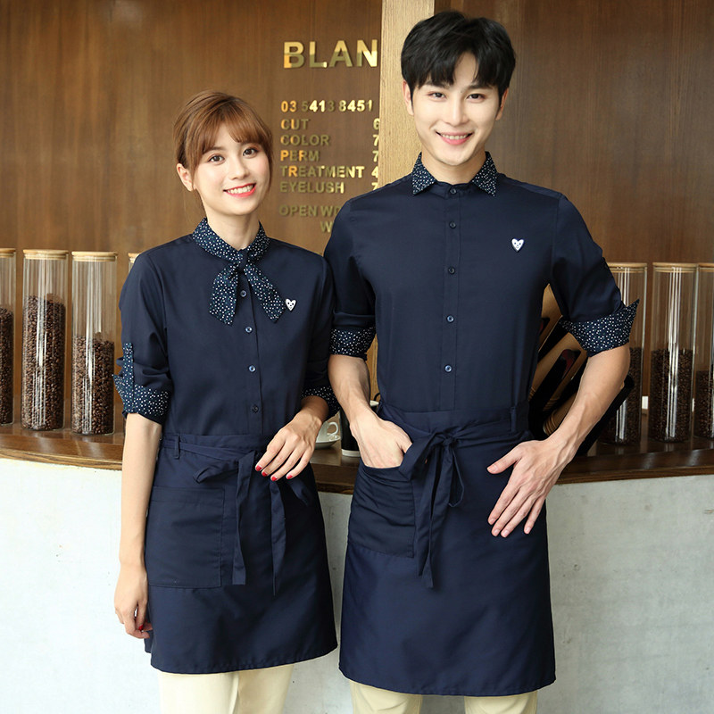 服务员工作服男女衬衫秋冬季长袖餐饮火锅店前台餐厅KTV衬衣定制