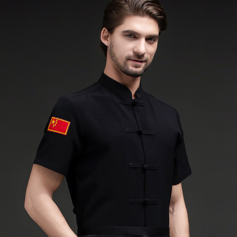 中式厨师工作服男短袖夏季薄款高级酒店餐厅餐饮大厨后厨房服装女