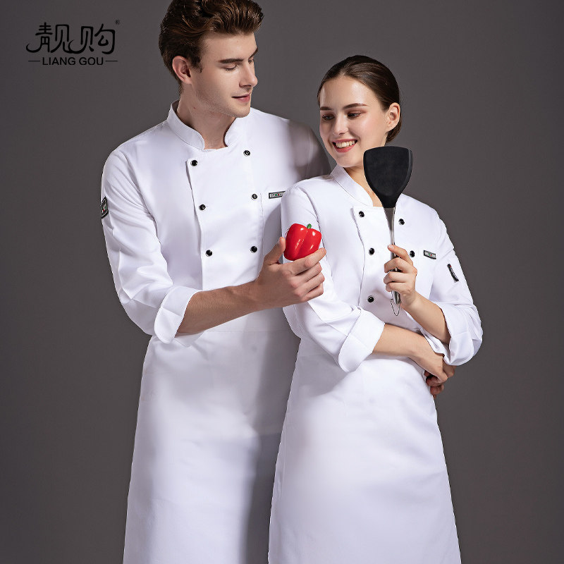 酒店厨师服西餐厅厨房工衣餐厅烘焙厨师长总厨工作衣服长袖双排扣