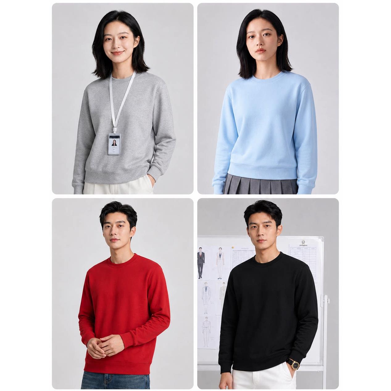 工作服卫衣定制秋冬工衣定做团体企业纯棉员工圆领工装长袖印logo