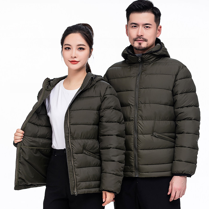 羽绒棉服工作服男装冬季外套定制加厚工厂车间劳保工人棉衣袄纯色