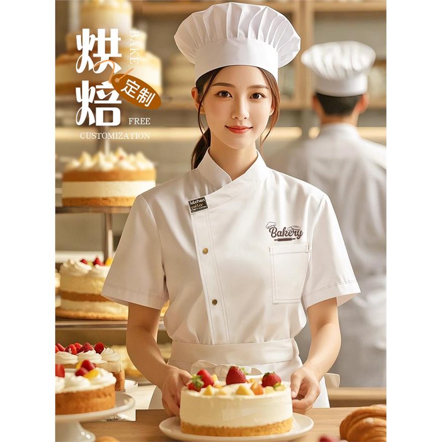 烘焙甜品蛋糕店工作服装定制印logo酒店裱花师学员培训厨师服女
