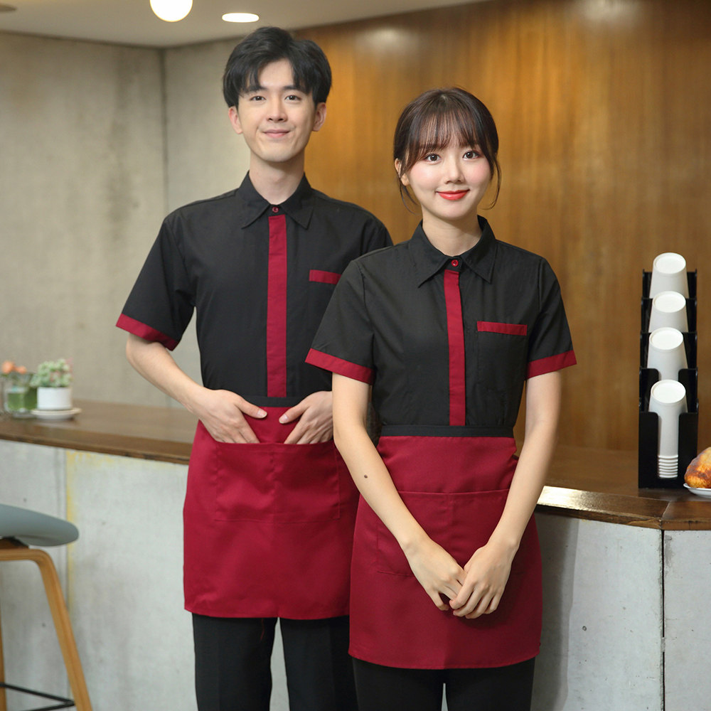 火锅店工作服餐饮酒楼饭店中餐厅前台服务员衬衣短袖定制夏季男女