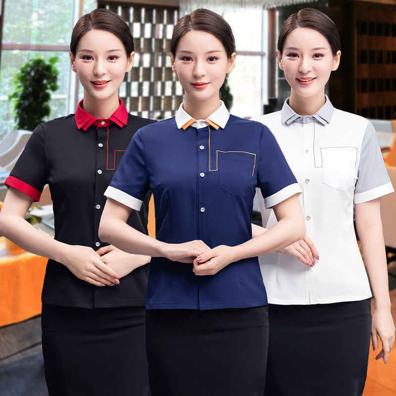 服务员工作服短袖夏季餐饮蛋糕奶茶店咖啡厅酒吧前台收银员定制女