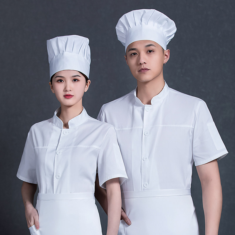 纯色厨师服短袖夏天薄款男中餐厅特色菜主厨专用餐饮工衣定制