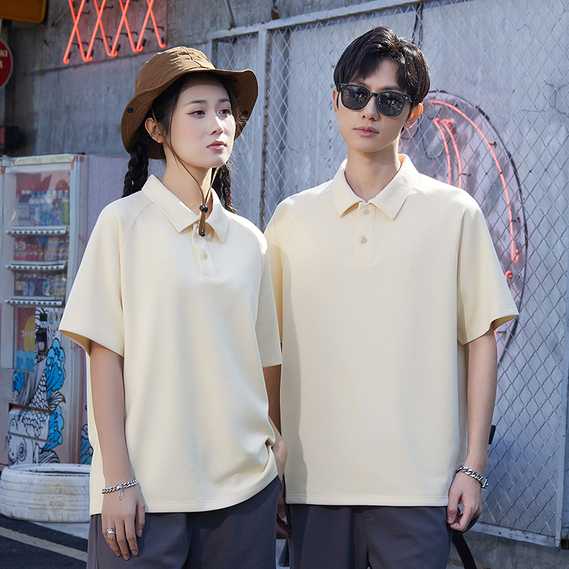 学院风插肩polo衫定制工作服短袖t恤夏季印字图logo毕业班服订做