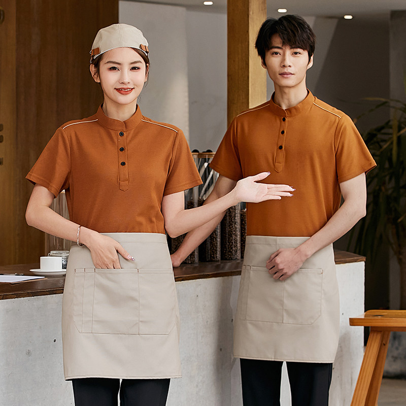 服务员工作服短袖女火锅快餐咖啡店餐饮前台收银工装夏季T恤定制