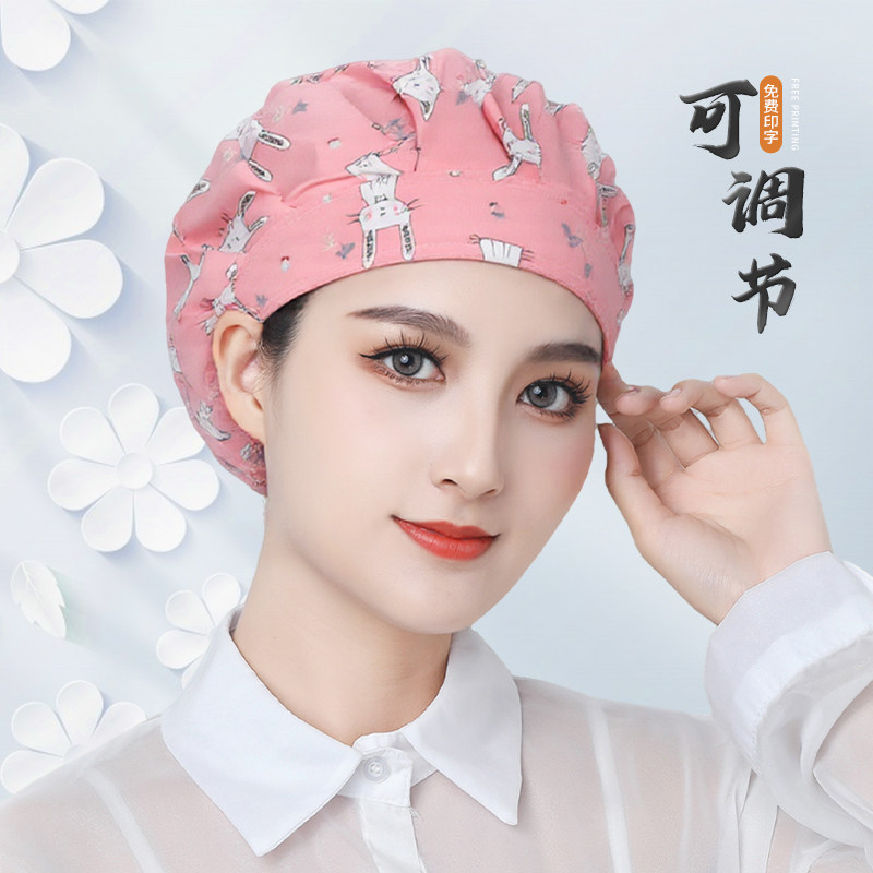 防油烟厨房炒菜做饭帽子女护士餐饮透气包头套工作防落发卫生花帽