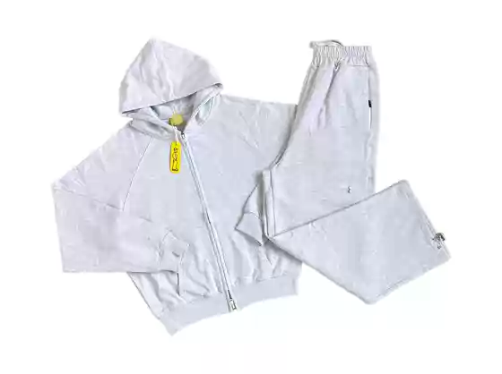 Pro Floral Gray Small Logo Zipper Sports Suit