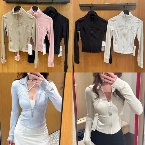 直邮lululemon露露乐蒙define罗纹立领修身拉链瑜伽服短款外套女