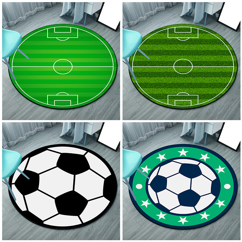 卡通儿童足球场圆形地垫卧室学习椅电脑椅转椅彩票店架子鼓地毯