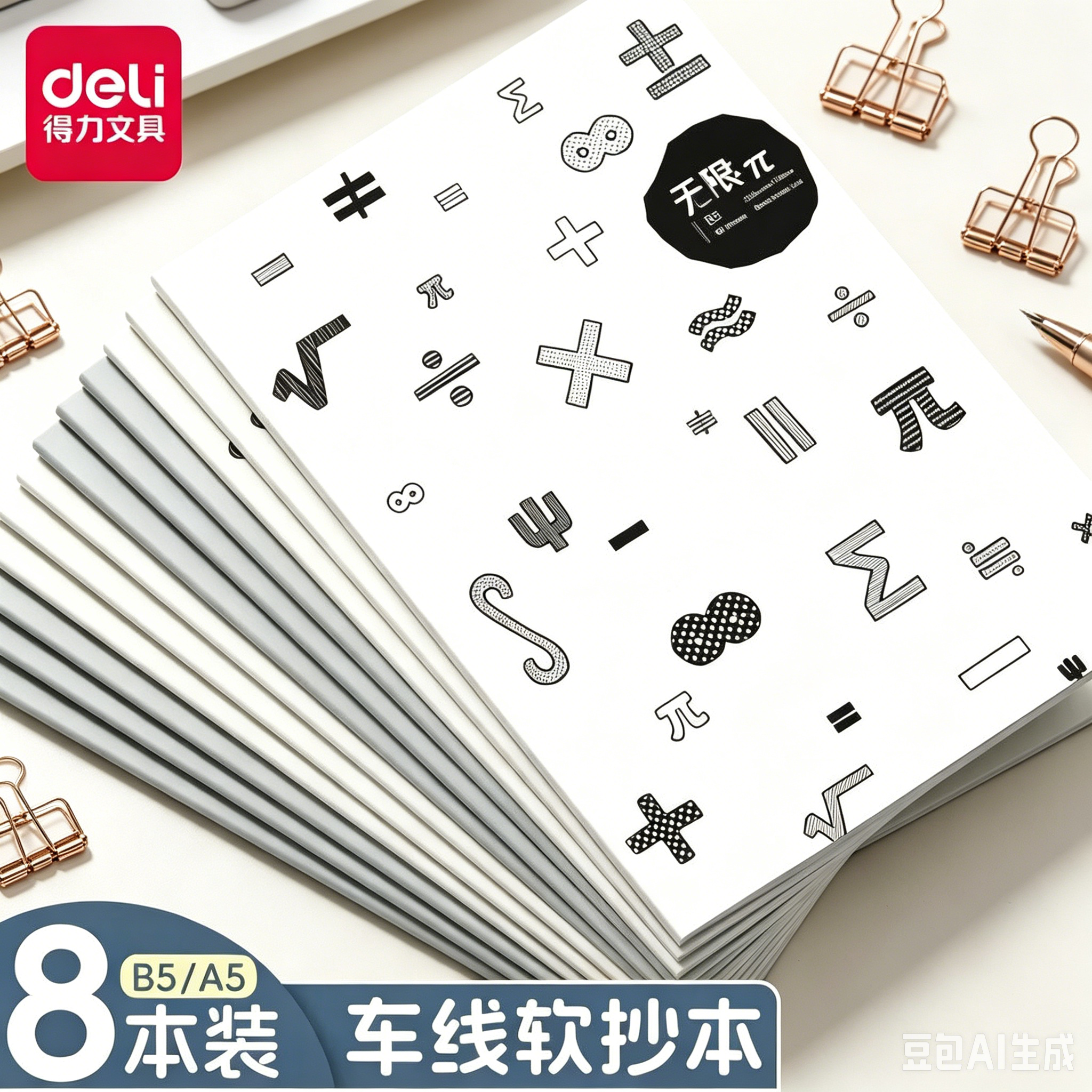 得力无限派缝线笔记本本子简约高中初中生文具小学生记事本A5软抄本子B5练习本大学生专用考研错题本