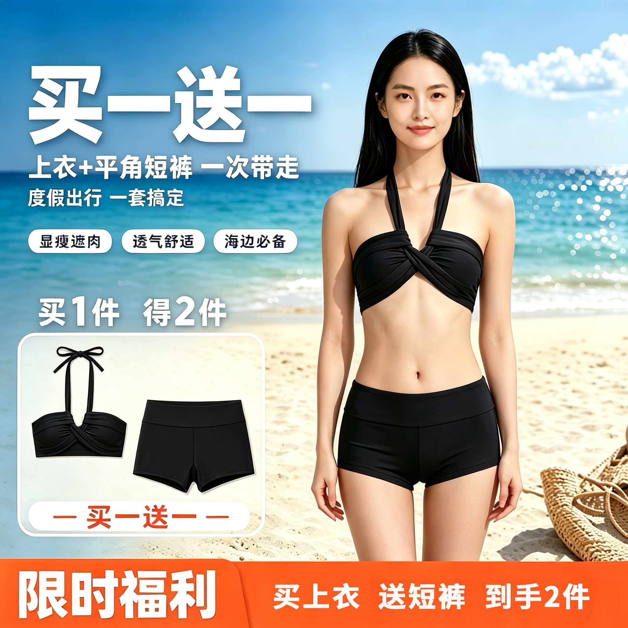 SEAFOLLY软杯无钢托露肩比基尼