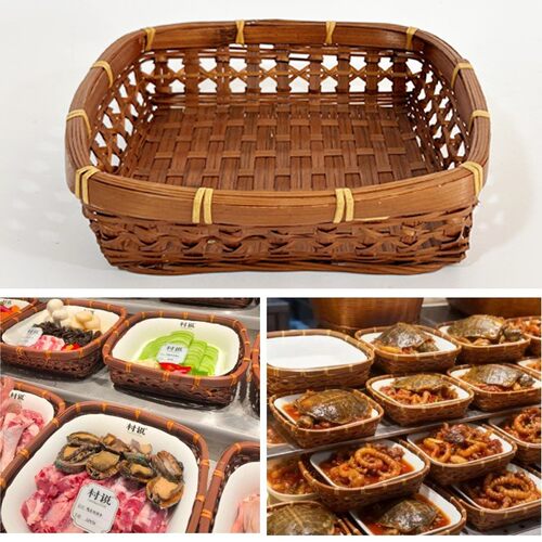竹编看菜点菜冰箱冷菜食材展示
