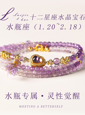 十二星座紫水晶手链项链手链女款两用高级感时尚潮流