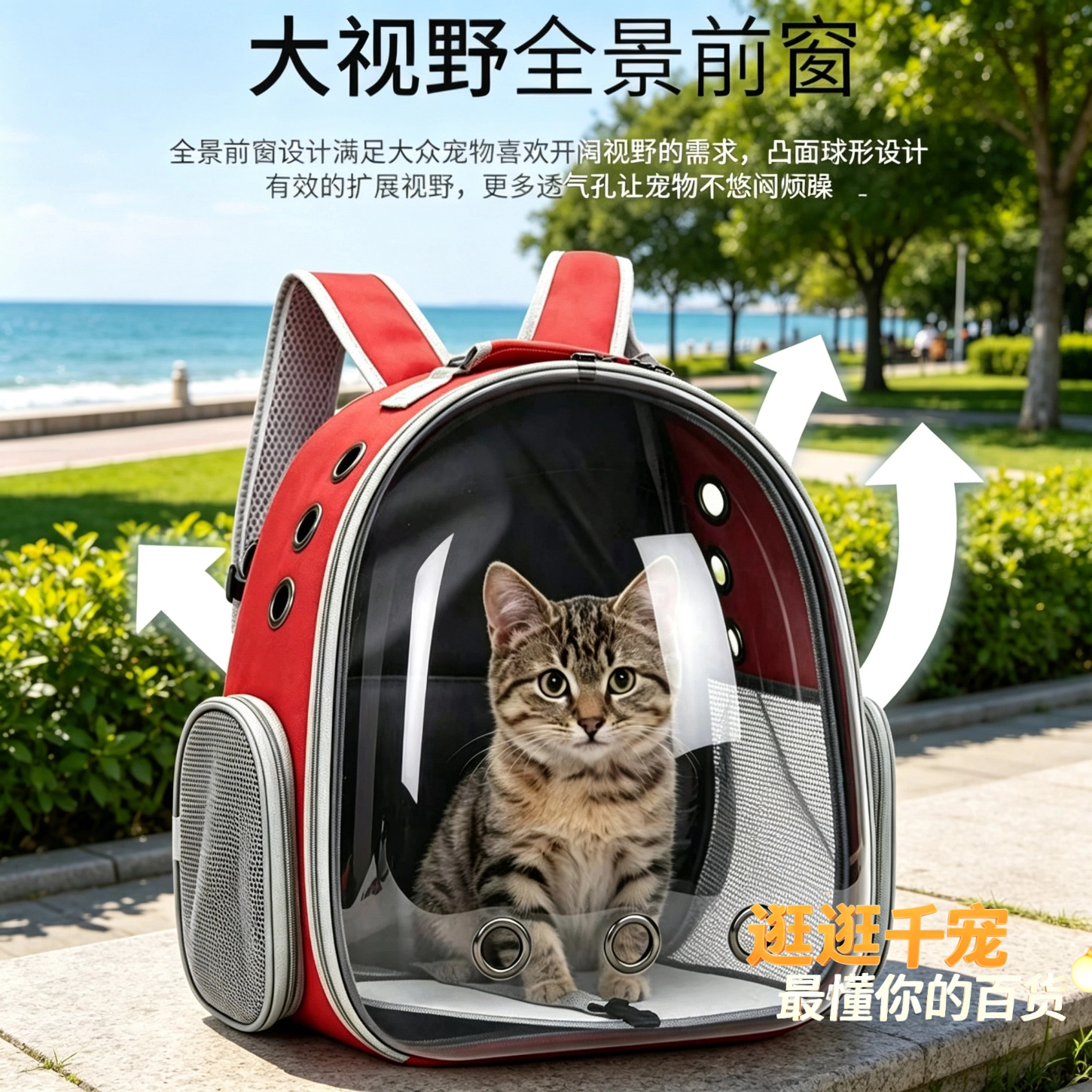 逛逛全景透明宠物包德国认证猫包大容量透气宠物舱猫咪便携外出包